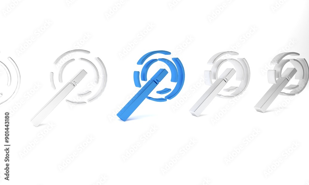 Blue Magic wand icon isolated on white background. Star shape magic accessory. Magical power. Minimalism concept. 3D render illustration Blue Magic wand icon isolated on white background. Star shape magic accessory. Magical power. Minimalism concept. 3D render illustration