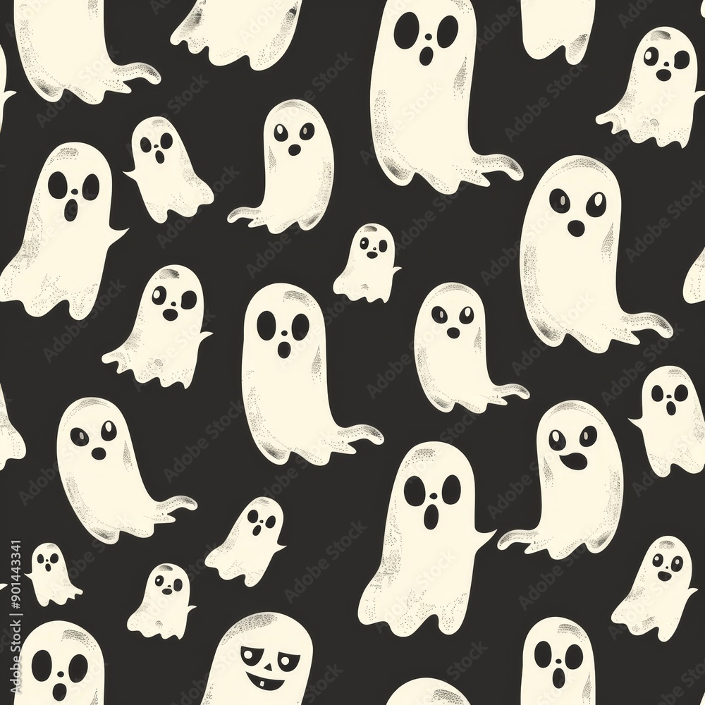 Playful Cartoon Ghost Pattern for Halloween Playful Cartoon Ghost Pattern for Halloween