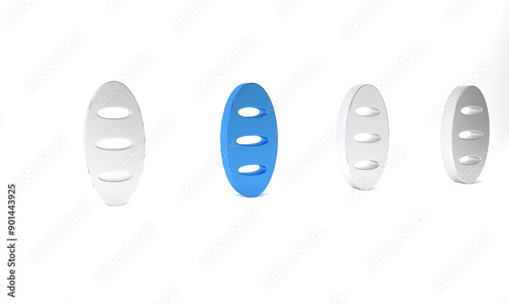Blue Bread loaf icon isolated on white background. Minimalism concept. 3D render illustration Blue Bread loaf icon isolated on white background. Minimalism concept. 3D render illustration