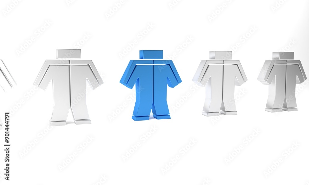 Blue Wetsuit for scuba diving icon isolated on white background. Diving underwater equipment. Minimalism concept. 3D render illustration Blue Wetsuit for scuba diving icon isolated on white background. Diving underwater equipment. Minimalism concept. 3D render illustration
