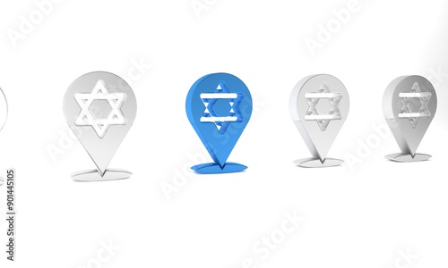 Free Download Blue Star of David icon isolated on white background. Jewish religion symbol. Symbol of Israel. Minimalism concept. 3D render illustration - GFXLoad
