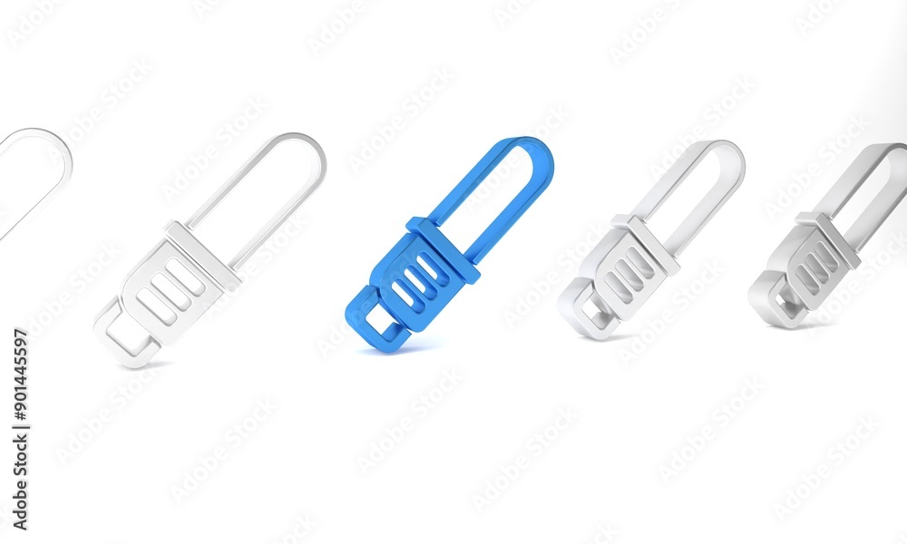 Naklejka premium Blue Chainsaw icon isolated on white background. Minimalism concept. 3D render illustration