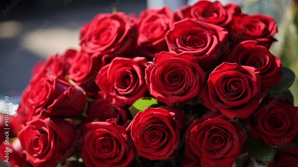 Bouquet of artificial red roses on wooden table with dark background. Neural network ai generated art Bouquet of artificial red roses on wooden table with dark background. Neural network ai generated art