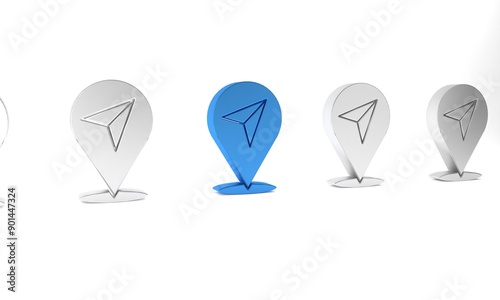 Free Download Blue Map pin icon isolated on white background. Navigation, pointer, location, map, gps, direction concept. Minimalism concept. 3D render illustration - GFXLoad