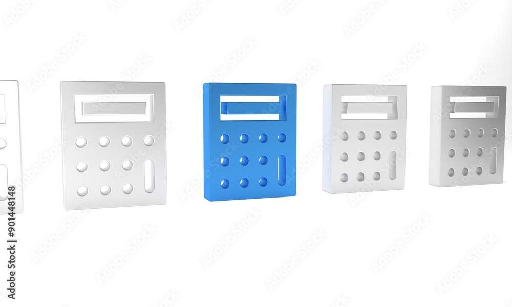 Blue Calculator icon isolated on white background. Accounting symbol. Business calculations mathematics education and finance. Minimalism concept. 3D render illustration Blue Calculator icon isolated on white background. Accounting symbol. Business calculations mathematics education and finance. Minimalism concept. 3D render illustration