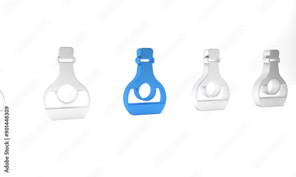 Blue Bottle of cognac or brandy icon isolated on white background. Minimalism concept. 3D render illustration Blue Bottle of cognac or brandy icon isolated on white background. Minimalism concept. 3D render illustration