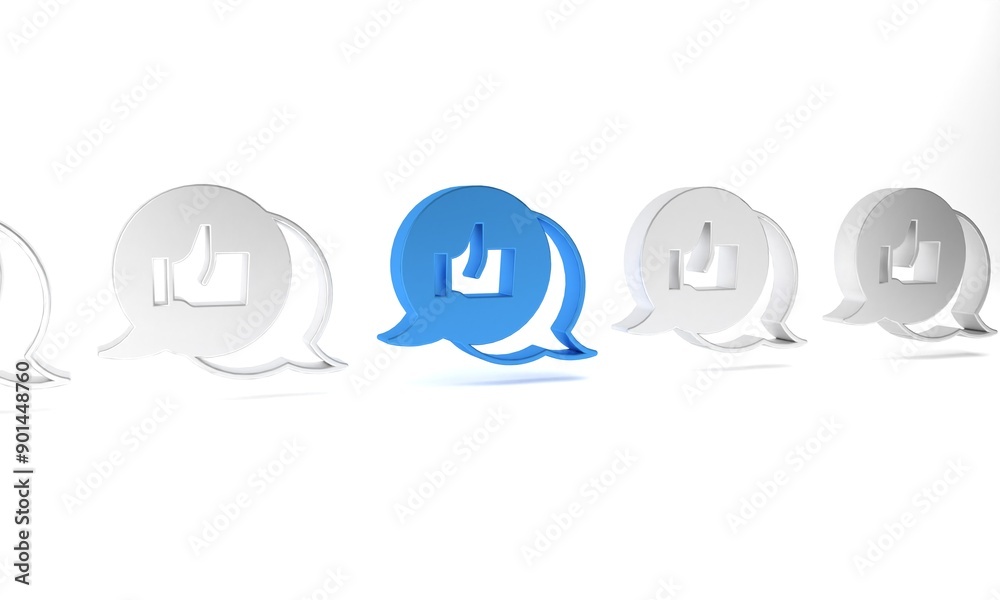 Blue Consumer or customer product rating icon isolated on white background. Minimalism concept. 3D render illustration Blue Consumer or customer product rating icon isolated on white background. Minimalism concept. 3D render illustration