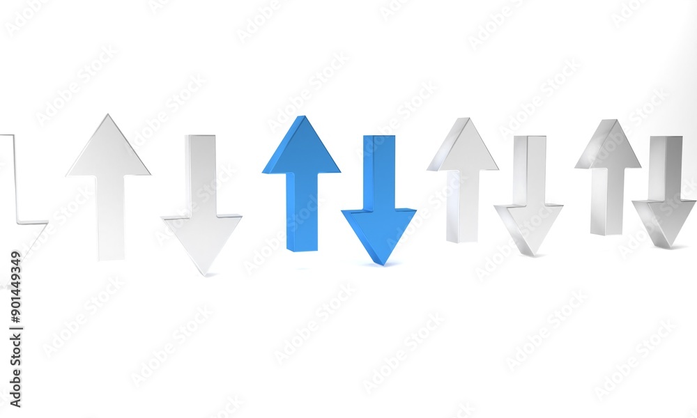 Blue Arrow icon isolated on white background. Direction Arrowhead symbol. Navigation pointer sign. Minimalism concept. 3D render illustration
