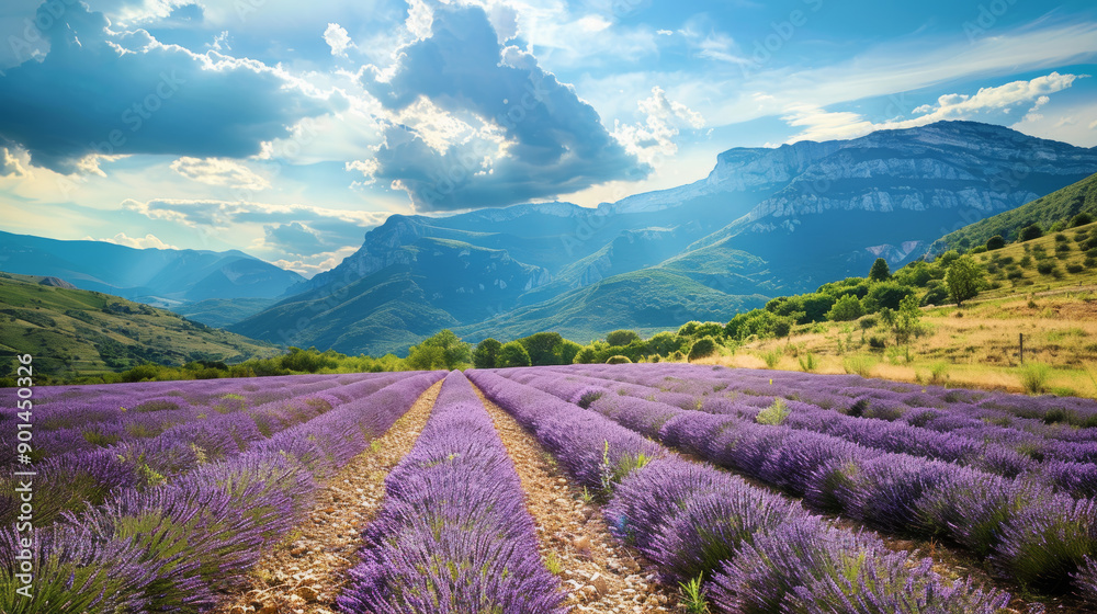 Lavender fields beneath the French Alps, forming a natural border of beautiful little purple flowers, showcasing the gorgeous nature of France. Lavender fields beneath the French Alps, forming a natural border of beautiful little purple flowers, showcasing the gorgeous nature of France.