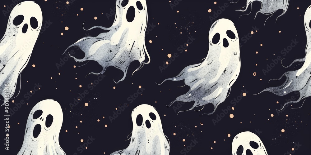 Playful Cartoon Ghost Pattern for Halloween Playful Cartoon Ghost Pattern for Halloween