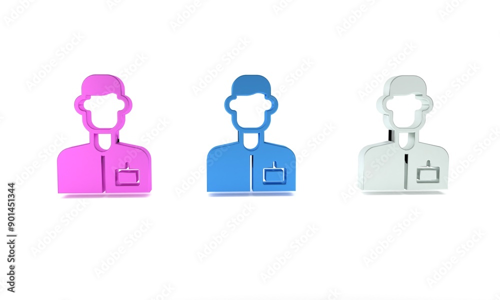 Colorful Analyst engineer icon isolated on white background. Minimalism concept. 3D render illustration Colorful Analyst engineer icon isolated on white background. Minimalism concept. 3D render illustration