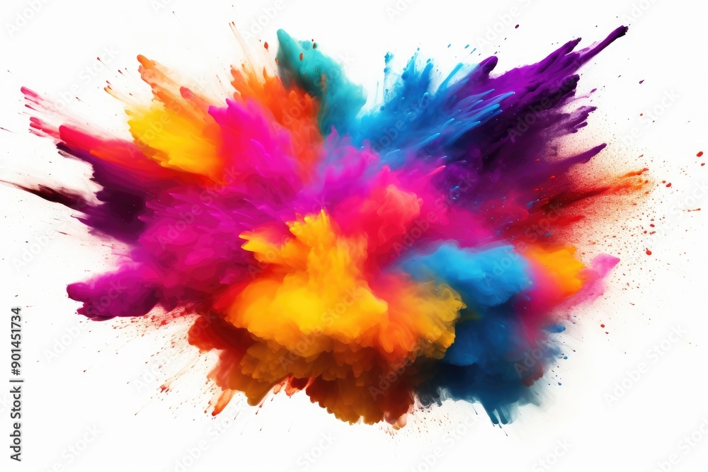 Vibrant Colorful Paint Splashes Erupting From a Centered Point During Creative Art Session Vibrant Colorful Paint Splashes Erupting From a Centered Point During Creative Art Session