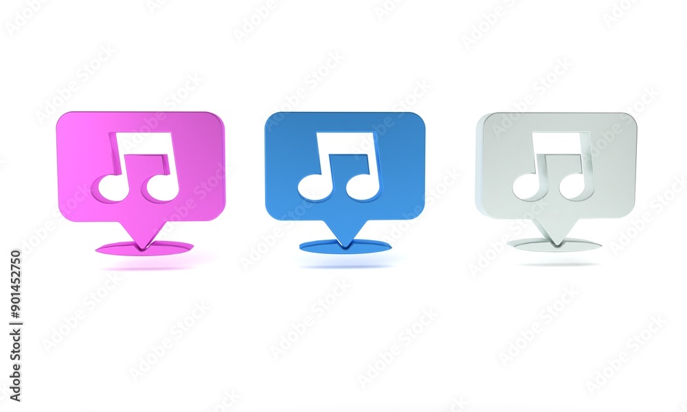 Colorful Music note, tone icon isolated on white background. Minimalism concept. 3D render illustration Colorful Music note, tone icon isolated on white background. Minimalism concept. 3D render illustration