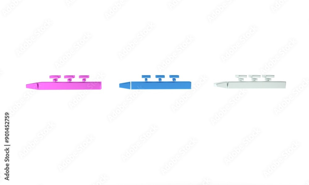 Fototapeta premium Colorful Musical instrument drum and drum sticks icon isolated on white background. Minimalism concept. 3D render illustration