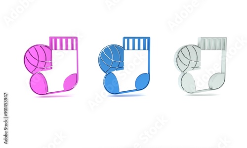 Wallpaper Mural Colorful Socks icon isolated on white background. Minimalism concept. 3D render illustration Torontodigital.ca