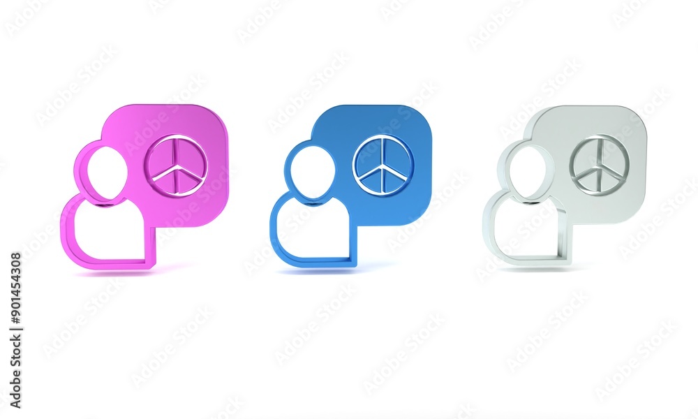 Colorful Peace talks icon isolated on white background. Minimalism concept. 3D render illustration Colorful Peace talks icon isolated on white background. Minimalism concept. 3D render illustration