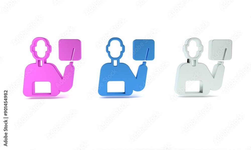 Colorful Teacher icon isolated on white background. Minimalism concept. 3D render illustration Colorful Teacher icon isolated on white background. Minimalism concept. 3D render illustration