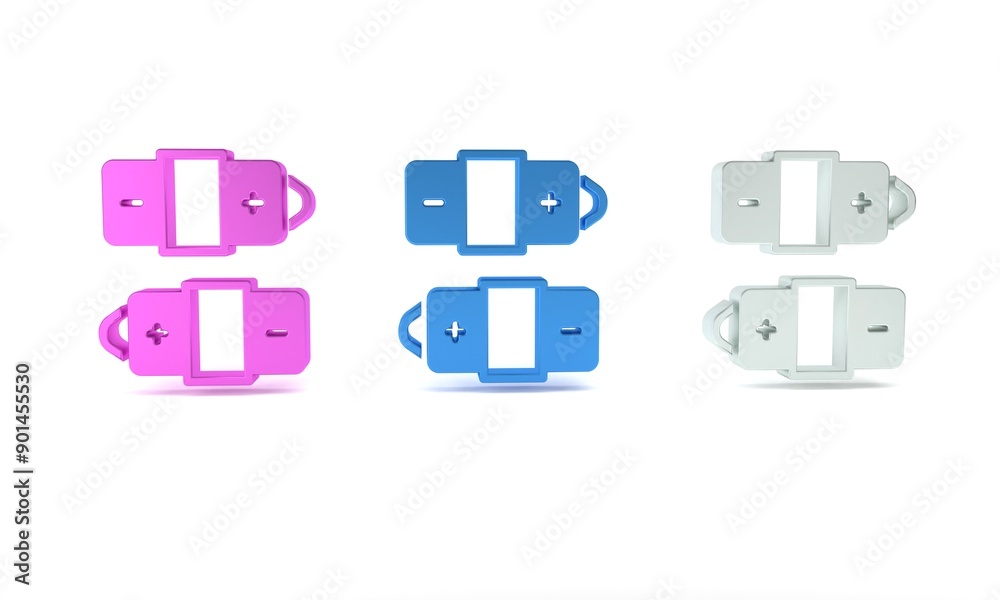 Colorful Battery icon isolated on white background. Lightning bolt symbol. Minimalism concept. 3D render illustration Colorful Battery icon isolated on white background. Lightning bolt symbol. Minimalism concept. 3D render illustration