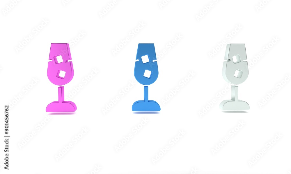 Colorful Wine glass icon isolated on white background. Wineglass sign. Minimalism concept. 3D render illustration Colorful Wine glass icon isolated on white background. Wineglass sign. Minimalism concept. 3D render illustration