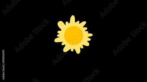 Animated alternate sunrise and sunset of the moon and sun, alternation of day and night. Concept of winter solstice and summer solstice. Animation with alpha channel.