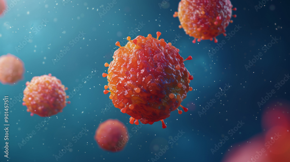Viruses and bacteria in close-up. Viral cells under a microscope. Microbiology, infectious diseases, infections. Viruses and bacteria in close-up. Viral cells under a microscope. Microbiology, infectious diseases, infections.