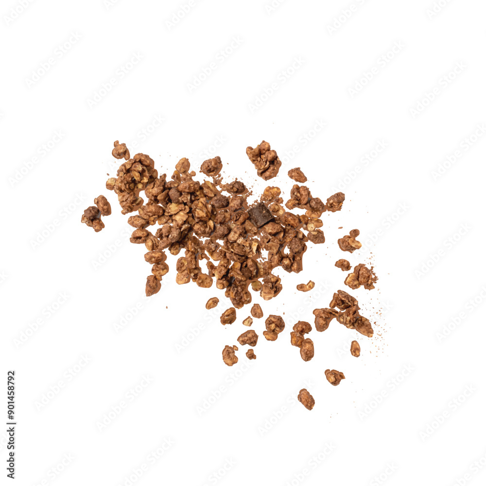 Chocolate Granola Vector, Cocoa Muesli Icon Pile Isolated, Crunchy Cereals, Oatmeal Muesli with Seeds and Grains, Chocolate Granola on White Background Minimal Illustration Chocolate Granola Vector, Cocoa Muesli Icon Pile Isolated, Crunchy Cereals, Oatmeal Muesli with Seeds and Grains, Chocolate Granola on White Background Minimal Illustration