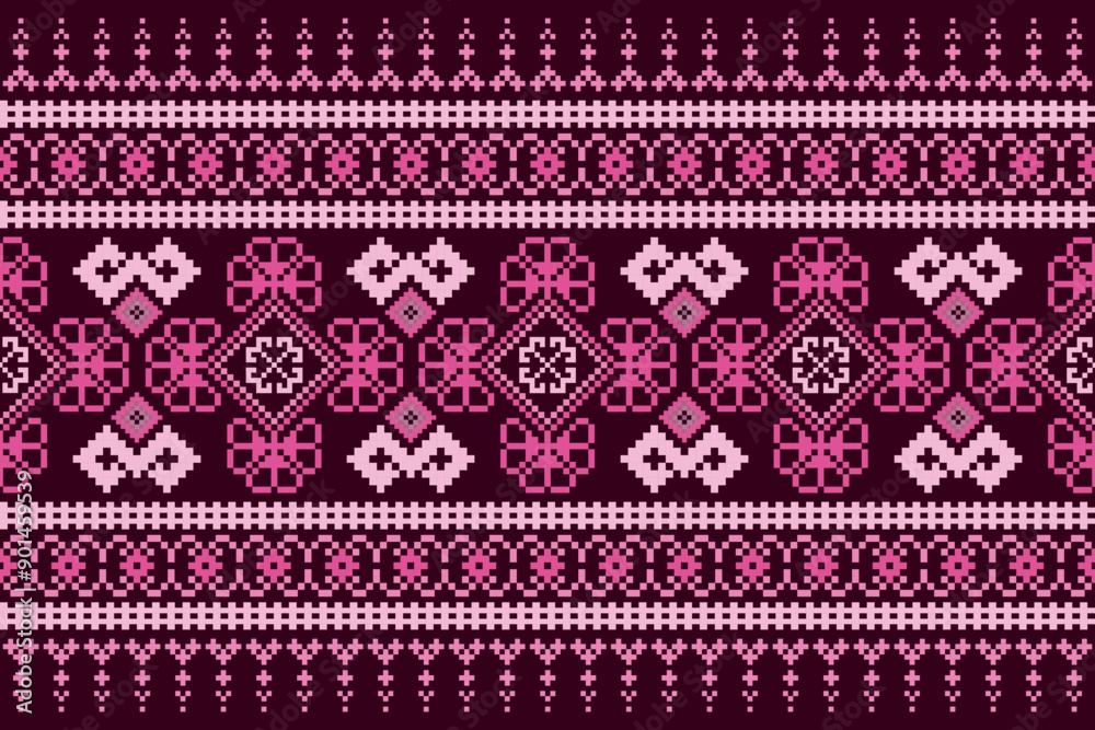 Cross Stitch pattern with Floral Designs. Traditional cross stitch needlework. Geometric Ethnic pattern, Embroidery, Textile ornamentation, fabric, Hand stitched pattern, Cultural stitching pixel art. Cross Stitch pattern with Floral Designs. Traditional cross stitch needlework. Geometric Ethnic pattern, Embroidery, Textile ornamentation, fabric, Hand stitched pattern, Cultural stitching pixel art.