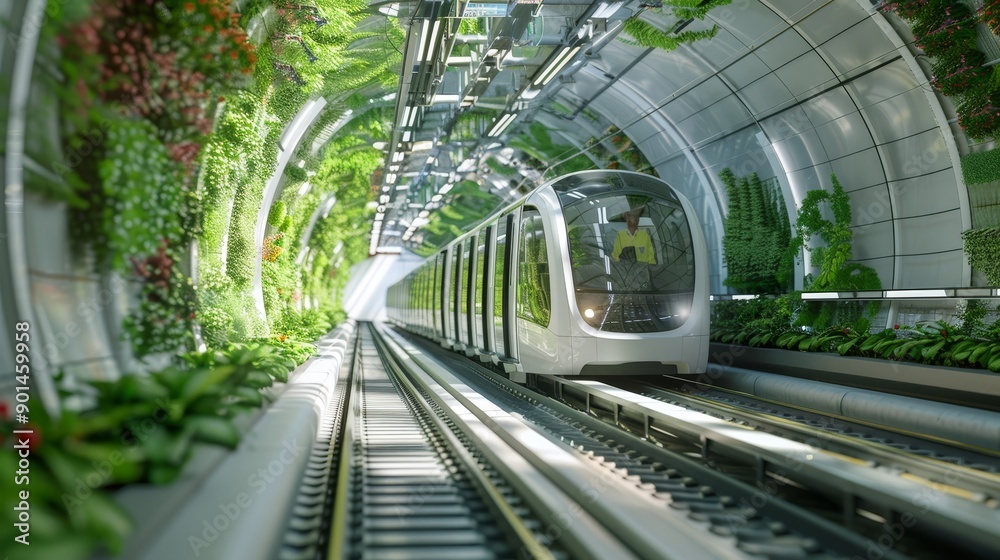 Green Transit Sustainable Light Rail in Urban Farming Tunnel Green Transit Sustainable Light Rail in Urban Farming Tunnel