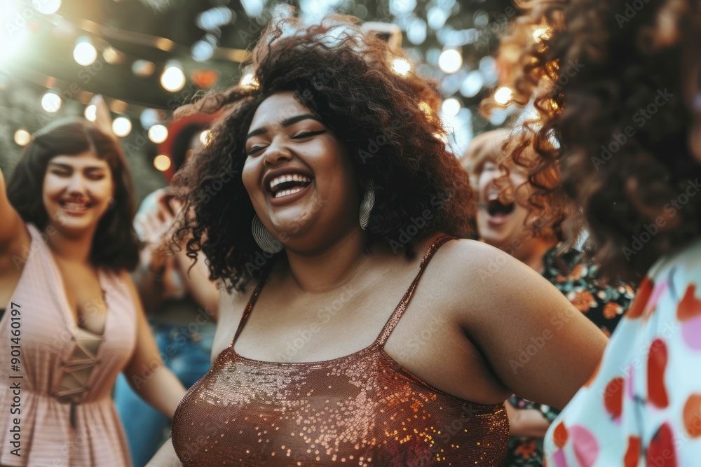 happy plus size women dancing together happy plus size women dancing together