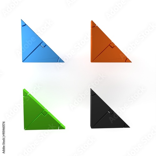 Colorful Angle bisector of a triangle icon isolated on white background. Minimalism concept. 3D render illustration photo