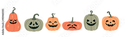 Halloween pumpkin set. Cute pumpkin characters.