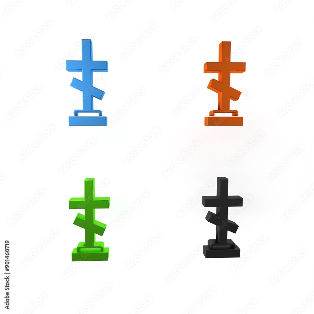 Colorful Grave with cross icon isolated on white background. Minimalism concept. 3D render illustration Colorful Grave with cross icon isolated on white background. Minimalism concept. 3D render illustration