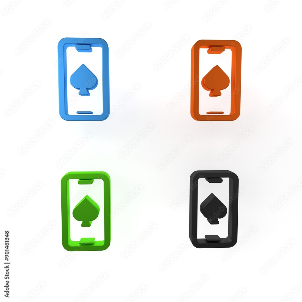 Colorful Online poker table game icon isolated on white background. Online casino. Minimalism concept. 3D render illustration Colorful Online poker table game icon isolated on white background. Online casino. Minimalism concept. 3D render illustration