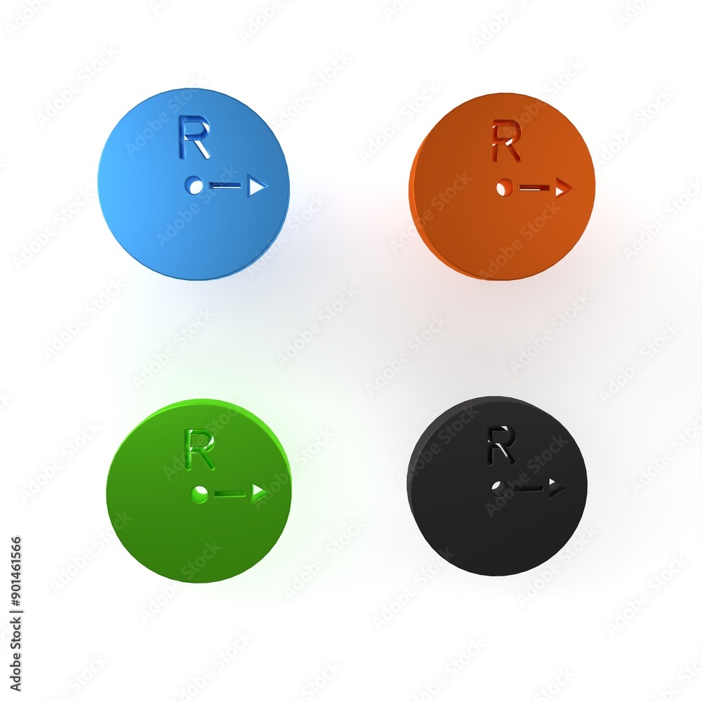 Colorful Radius icon isolated on white background. Minimalism concept. 3D render illustration Colorful Radius icon isolated on white background. Minimalism concept. 3D render illustration