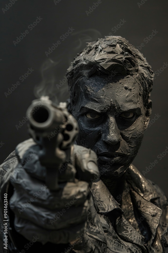 A man in a black suit holding a gun A man in a black suit holding a gun