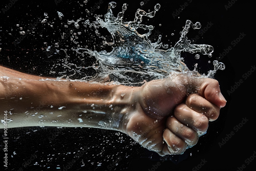 Fototapeta premium Hand Creating Powerful Water Splash