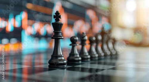 Black Chess King on a Board