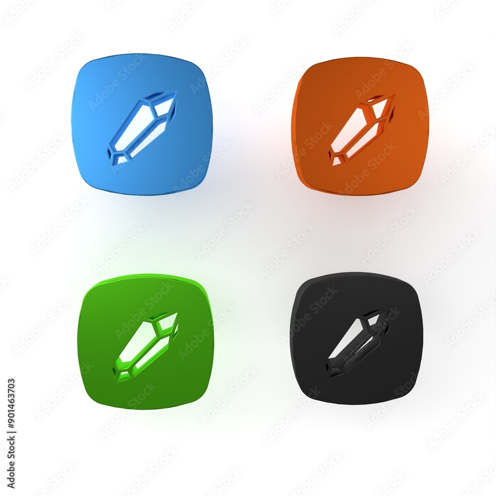 Colorful Magic stone icon isolated on white background. Fantasy crystal. Jewelry gem for game. Minimalism concept. 3D render illustration Colorful Magic stone icon isolated on white background. Fantasy crystal. Jewelry gem for game. Minimalism concept. 3D render illustration