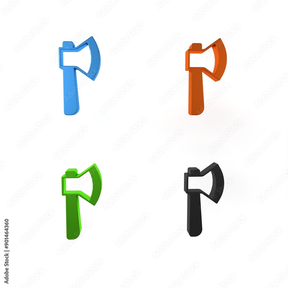 Colorful Wooden axe icon isolated on white background. Lumberjack axe. Minimalism concept. 3D render illustration Colorful Wooden axe icon isolated on white background. Lumberjack axe. Minimalism concept. 3D render illustration