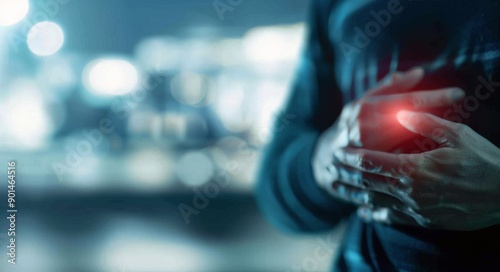 Wallpaper Mural Man Holding Hand Over Heart at Night Torontodigital.ca