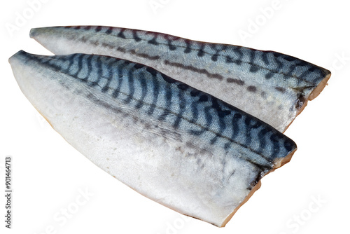 Two mackerel fillets separated from the background