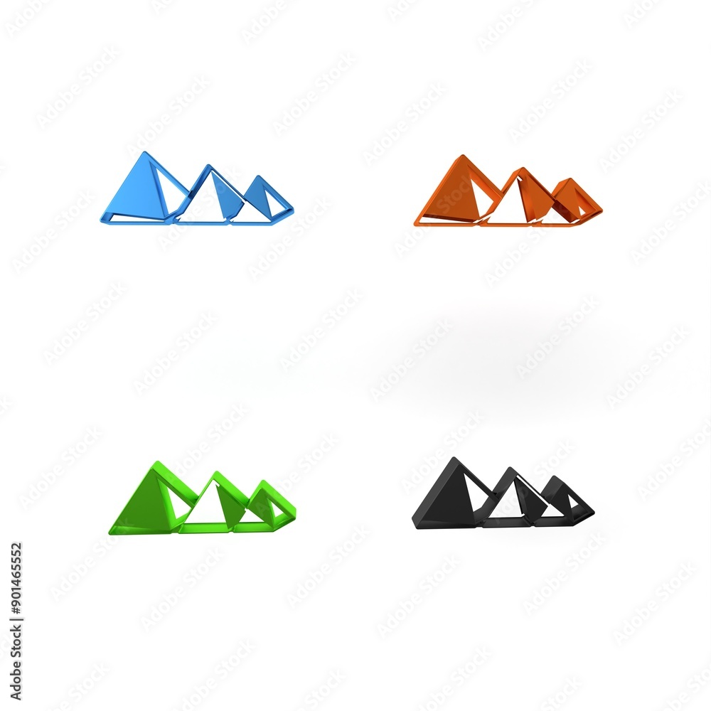 Colorful Egypt pyramids icon isolated on white background. Symbol of ancient Egypt. Minimalism concept. 3D render illustration Colorful Egypt pyramids icon isolated on white background. Symbol of ancient Egypt. Minimalism concept. 3D render illustration