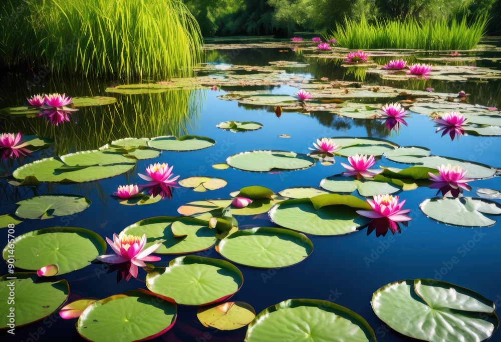 serene pond floating lilies reflective water surface nature scene, aquatic, flora, lily, pads, waterlily, tranquil, blooming, peaceful, habitat, idyllic serene pond floating lilies reflective water surface nature scene, aquatic, flora, lily, pads, waterlily, tranquil, blooming, peaceful, habitat, idyllic