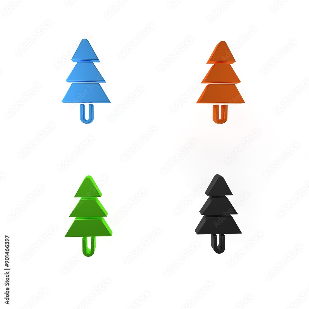 Obraz premium Colorful Tree icon isolated on white background. Forest symbol. Minimalism concept. 3D render illustration
