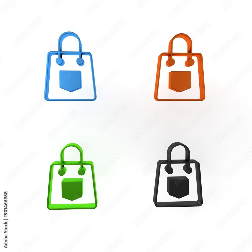 Colorful Handbag icon isolated on white background. Female handbag sign. Glamour casual baggage symbol. Minimalism concept. 3D render illustration Colorful Handbag icon isolated on white background. Female handbag sign. Glamour casual baggage symbol. Minimalism concept. 3D render illustration