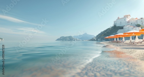 Beach Resort With Lounge Chairs in the Mediterranean