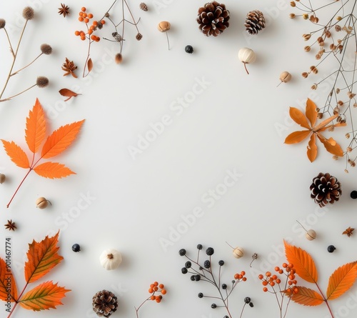 Autumn Leaf and Pinecone Border