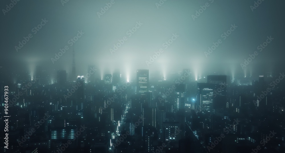Cityscape With Searchlights Cityscape With Searchlights