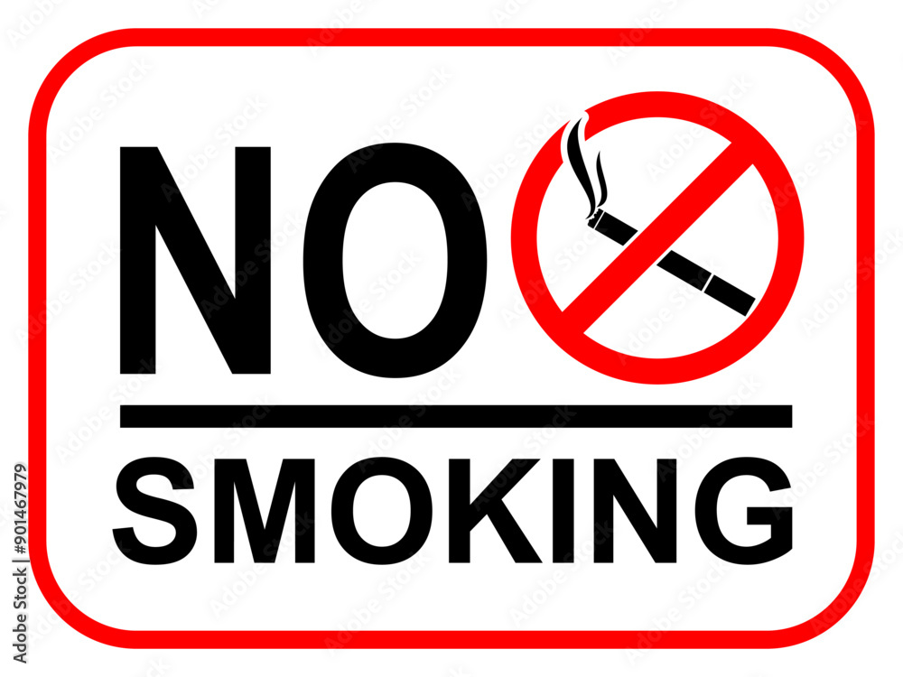 No smoking sign in red frame isolated on white background. Forbidden sign icon, vector illustration. No smoking sign in red frame isolated on white background. Forbidden sign icon, vector illustration.