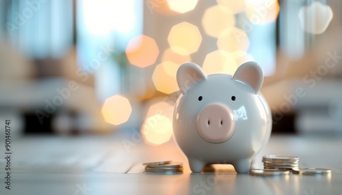 Piggy Bank Savings With Candlelight
